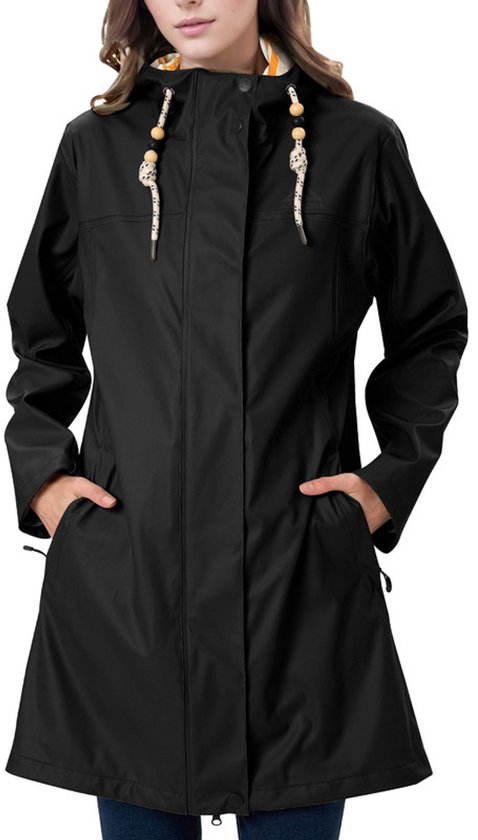 Daity Regenjas dames parka | waterdichte PU jas met capuchon voor regen - Maat M