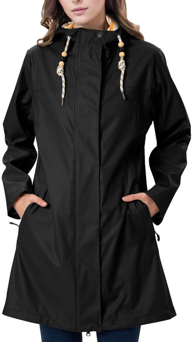 Daity Regenjas dames parka | waterdichte PU jas met capuchon voor regen - Maat M