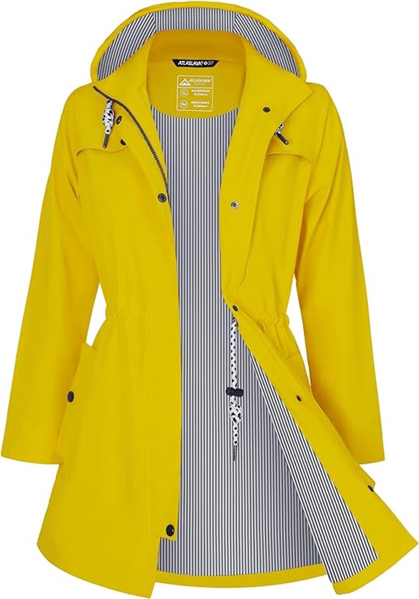 Daity Regenjas dames lang | waterdicht en ademend met capuchon voor buiten - Maat XL