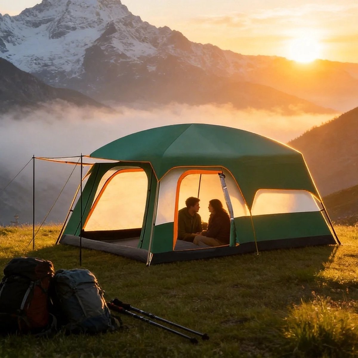 Novari - Tent - Kampeertent - Camping tent - UV bescherming - Stahoogte 180cm - Water en windbestendig - Stevige constructie – foto 6