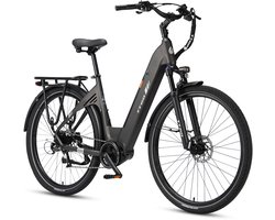 Elektrische Stadsfiets TTGO C7 SE - 28 INCH Banden - 250W Bafang Middenmotor - 36V18Ah Accu - Hydraulische Schijfremmen - Shimano 9 Versnellingen - Grijs