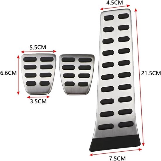 Pedaalhoezen Set - Auto Pedalen - Verbeter Rijervaring - Antislip Rubber - AT zonder rust - Zilver — afbeelding 5