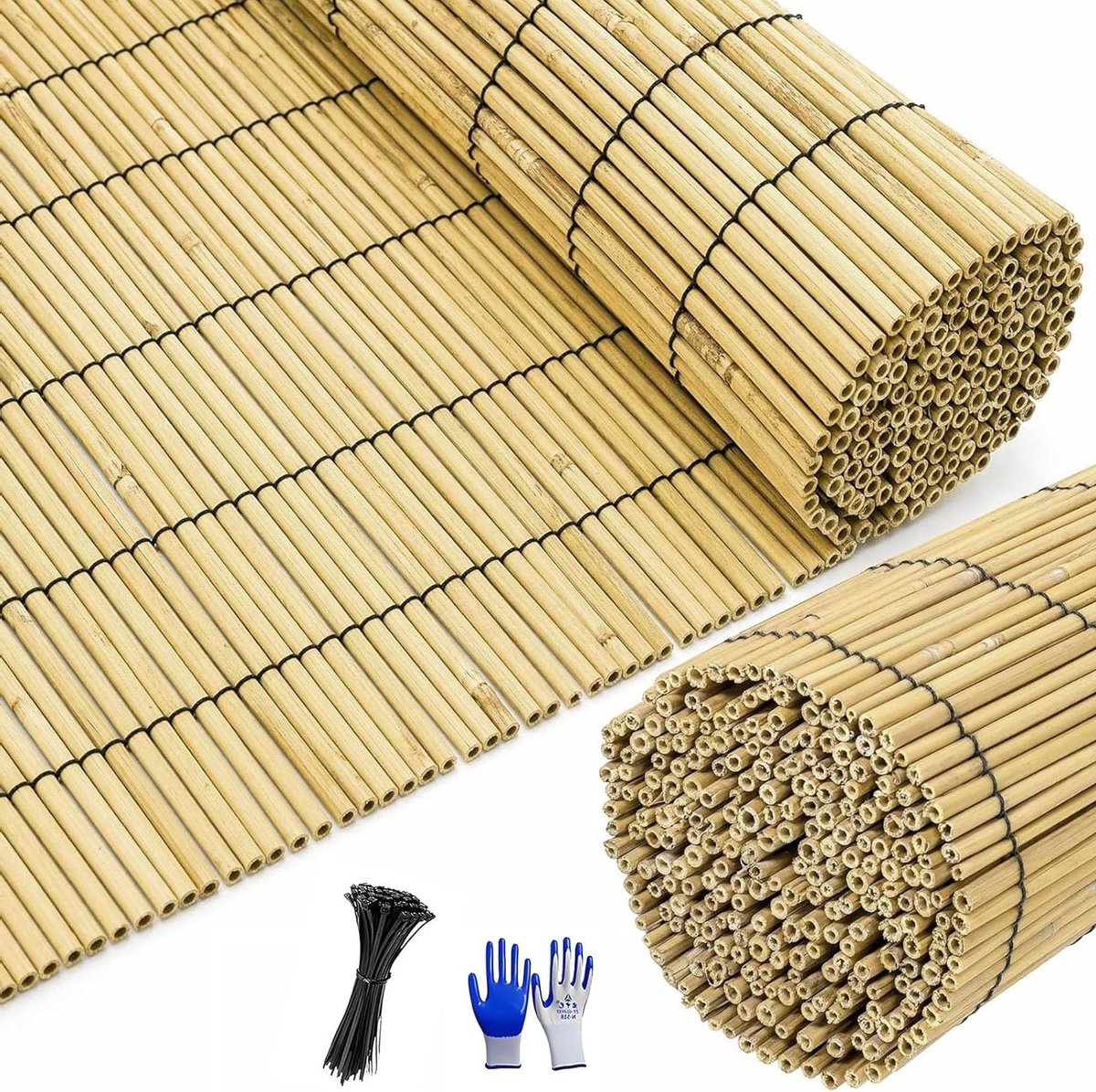 Natuurlijke Bamboe Schutting - Rieten Tuinscherm - Privacy Creëren - Handgemaakt Riet - H1.8 x L5m - Natuurlijk