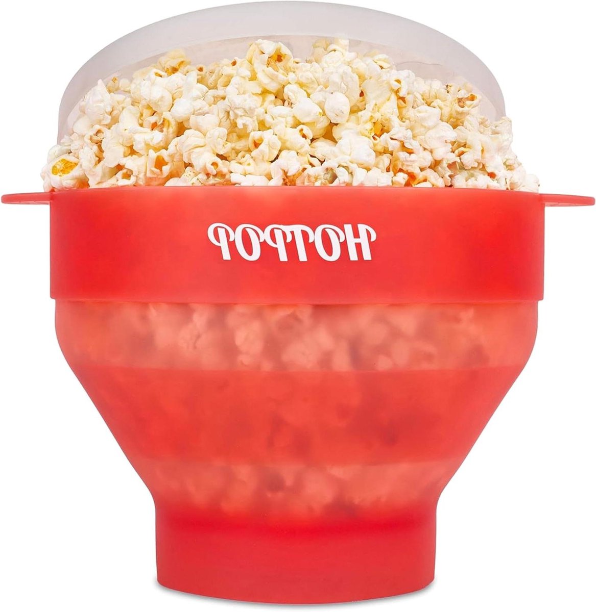 Magnetron Popcorn Maker - Popcorn Kom - Snacks Maken - Opvouwbaar Ontwerp - 15 Koppen Capaciteit - Transparant Rood