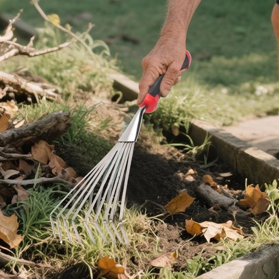Handhark - Kleine hark - Planten en wieden - Ergonomisch handvat - 37 cm - Zwart — afbeelding 4