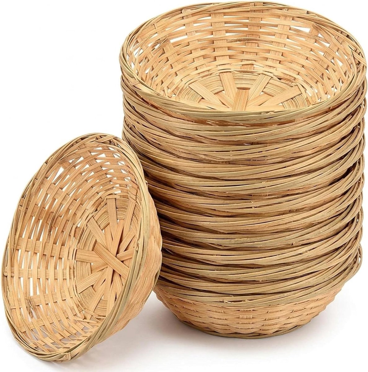 Rieten mandjes - Opbergmandjes - Keuken organiseren - Ademend ontwerp - 12 stuks 18 cm - Natuurlijk