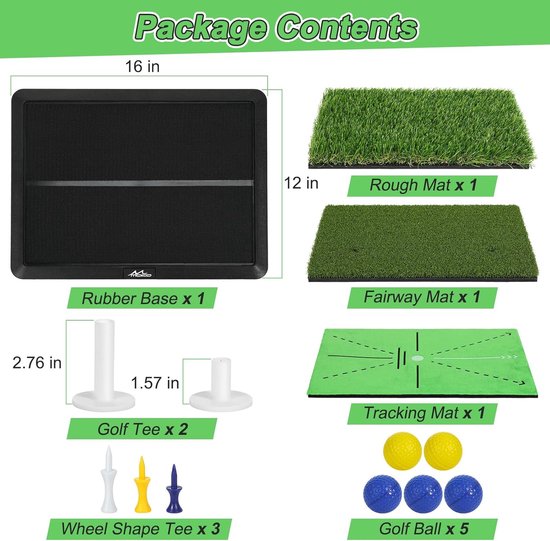 Golf Oefenmat - Swing Trainer - Golfslag Verbeteren - 3-in-1 Matten - 40x30cm - Groen van GOLF — afbeelding 5