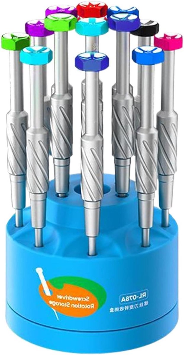Schroevendraaier Opbergsysteem - Draaibare Opbergdoos - Werkplaats Organisatie - 360 Graden Toegang - 8 x 8 x 6.5 cm - Zwart