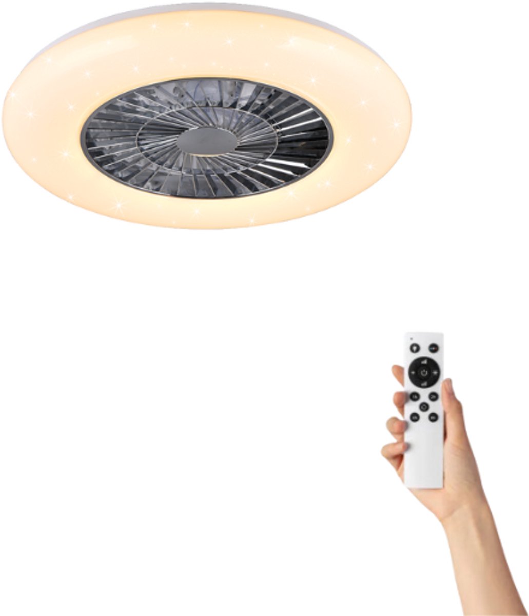 Fantiluxe - Agnes - Plafondventilator met verlichting - Chroom - Ø58cm - Afstandsbediening - Met lamp - Plafond ventilator - Slaapkamer