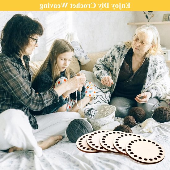 5-delige Houten Bodem voor Mandjes, 10 cm, Ideaal voor Haakmanden en DIY Creaties, Ronde Mandbodems voor Ambachtelijke Projecten — afbeelding 4