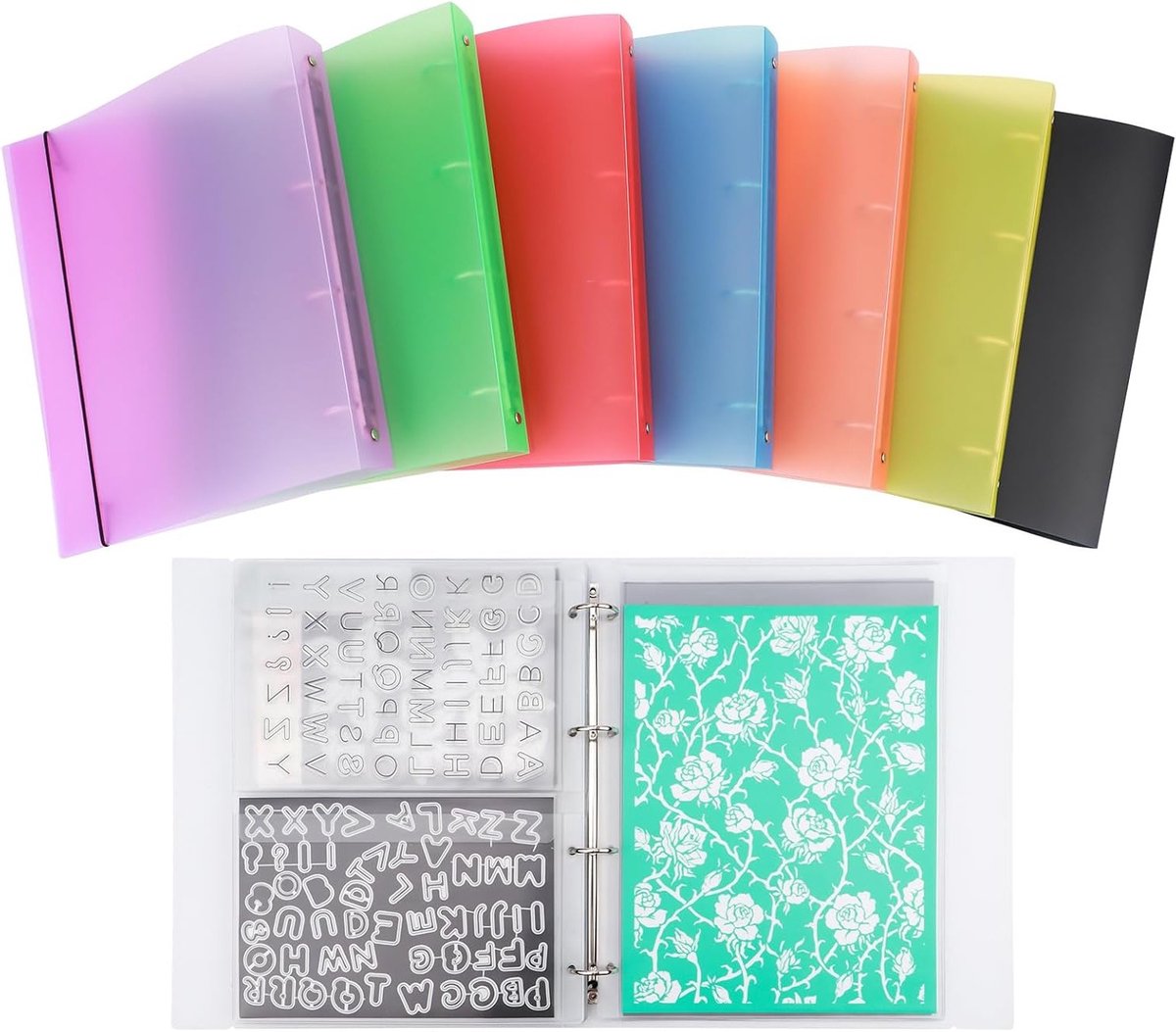 Set van 8 A4 4 Ring Binders met Transparante Soft PVC Covers voor Herbruikbare Notitieboeken en Stempels, Matte Oppervlak, 8 Kleuren — cadeau in Cadeau-ideeën - foto 4