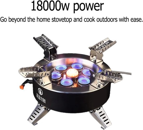 Kampeerfornuis - Buiten koken - Outdoor avonturen - 18000 W Super Output - Compact formaat - Zilver — afbeelding 5