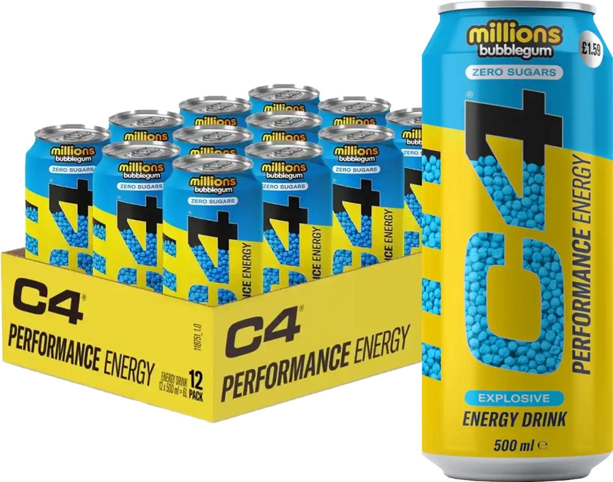 C4 Energy Drink - 12x 500 ml - Millions Bubblegum