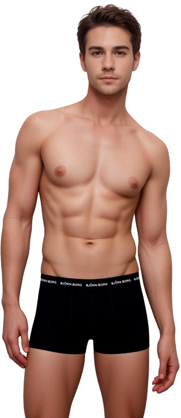 Björn Borg Cotton Stretch trunks - heren boxers korte pijp (3-pack) - zwart - zwart - zwart