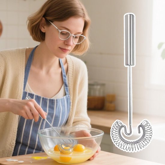 Handmixer Keuken - Spatel Klopper - Beslag Maken - Ergonomische Handgreep - 27 cm - Zilver — afbeelding 3