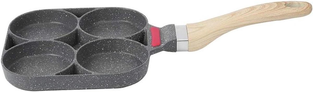 Ontbijtpan - Eierpan hamburgerpan - Snel ontbijt maken - Antiaanbaklaag - 40 cm lengte - Zwart
