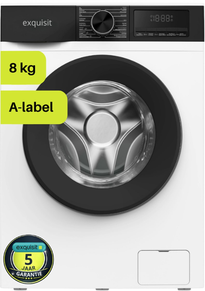 Exquisit WA8214-341A - Wasmachine - 8 Kilo - A Label - 5 Jaar Garantie