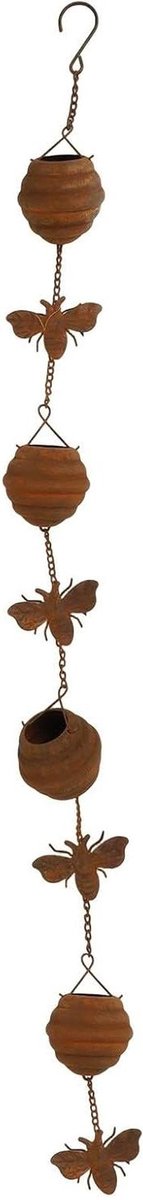 Regenketting bij - Dakgoot decoratie - Waterafvoer versieren - Bijvormig ontwerp - 117 cm - Zwart