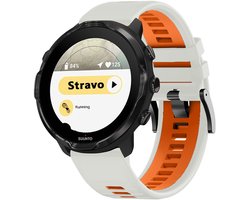 Stravo Tweekleurig Siliconen Sport Bandje 24mm voor Garmin Venu X1, COROS NOMAD / APEX 4 46mm & TicWatch Pro 5 / Pro 5 Enduro – Quick Release Horlogebandje – Starlight / Oranje