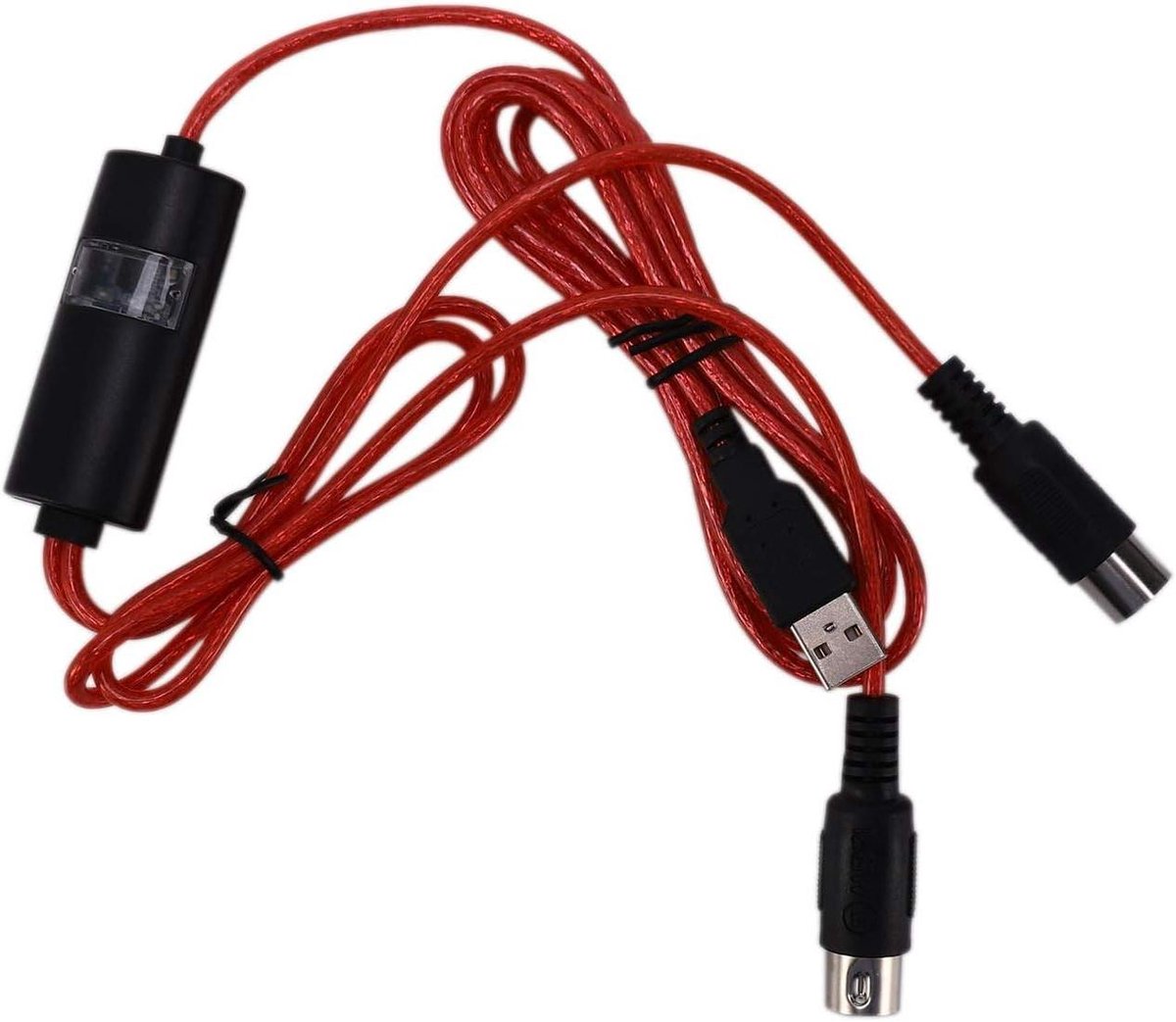 MIDI naar USB Kabel - Adapter Converter - Muziek Opnemen - Plug and Play - 5 Stuks - Rood
