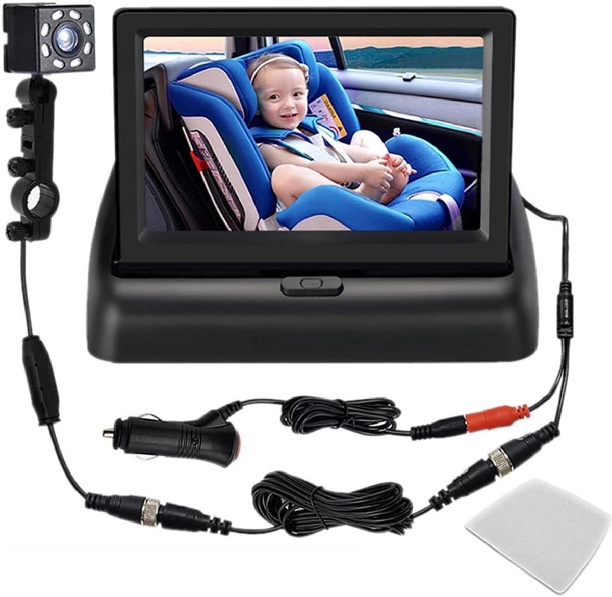 Baby Camera - Autostoel Monitor - Veilig Rijden - Ingebouwd Nachtzicht - 4.3 Inch Scherm - Zwart