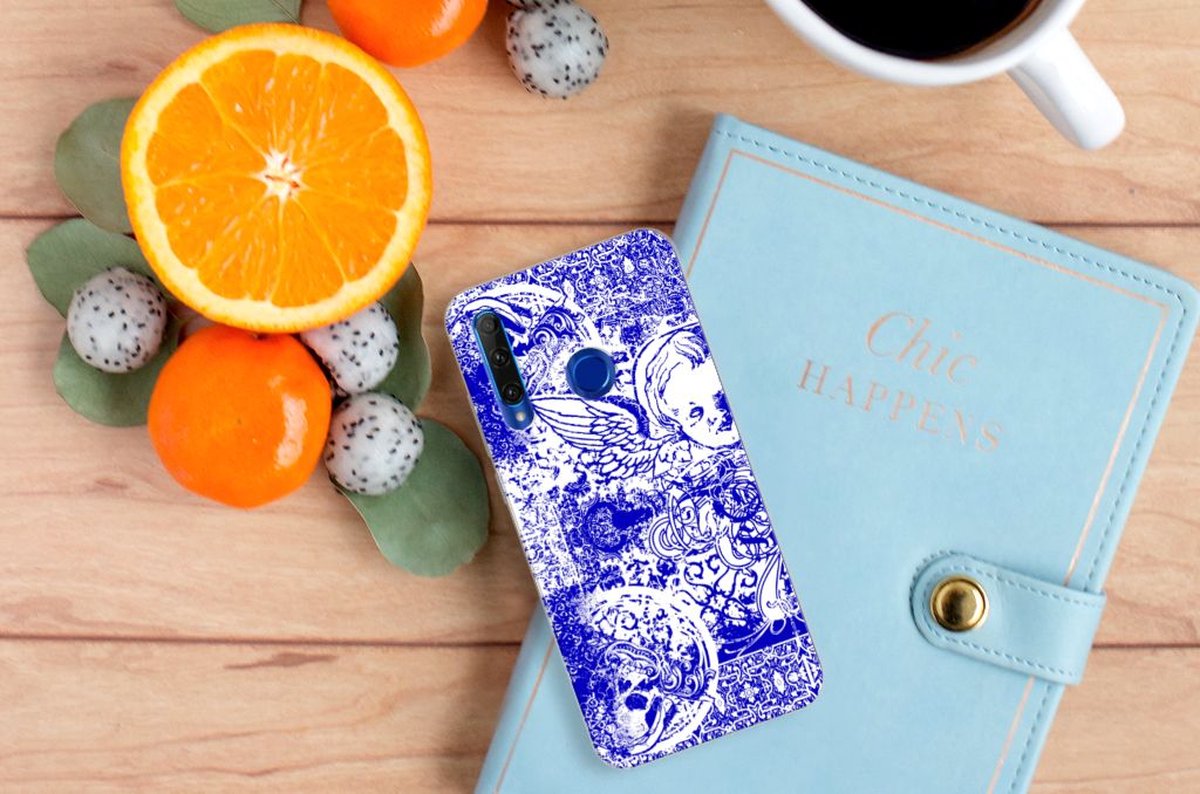 Silicone Back Case Honor 20 Lite Angel Skull Blauw