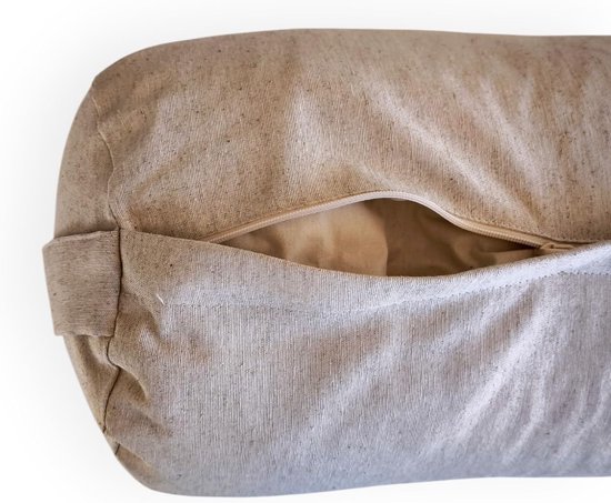 Cilindrische Yoga Bolster - Yoga Kussen - Restauratieve Yoga - Biologische Spelt Vulling - 60 x 20 cm - Zand — afbeelding 5