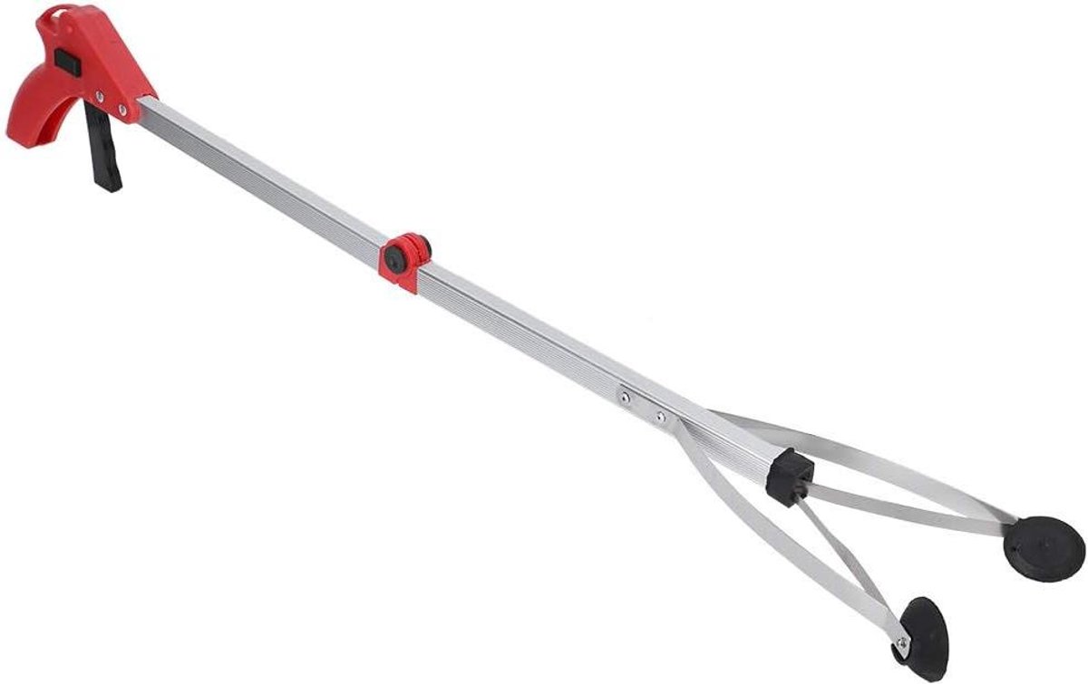 Afvalgrijper Opvouwbaar - Grijper Hulpstuk - Afval Verzamelen - Lichtgewicht Aluminium - 80 cm - Rood Handvat