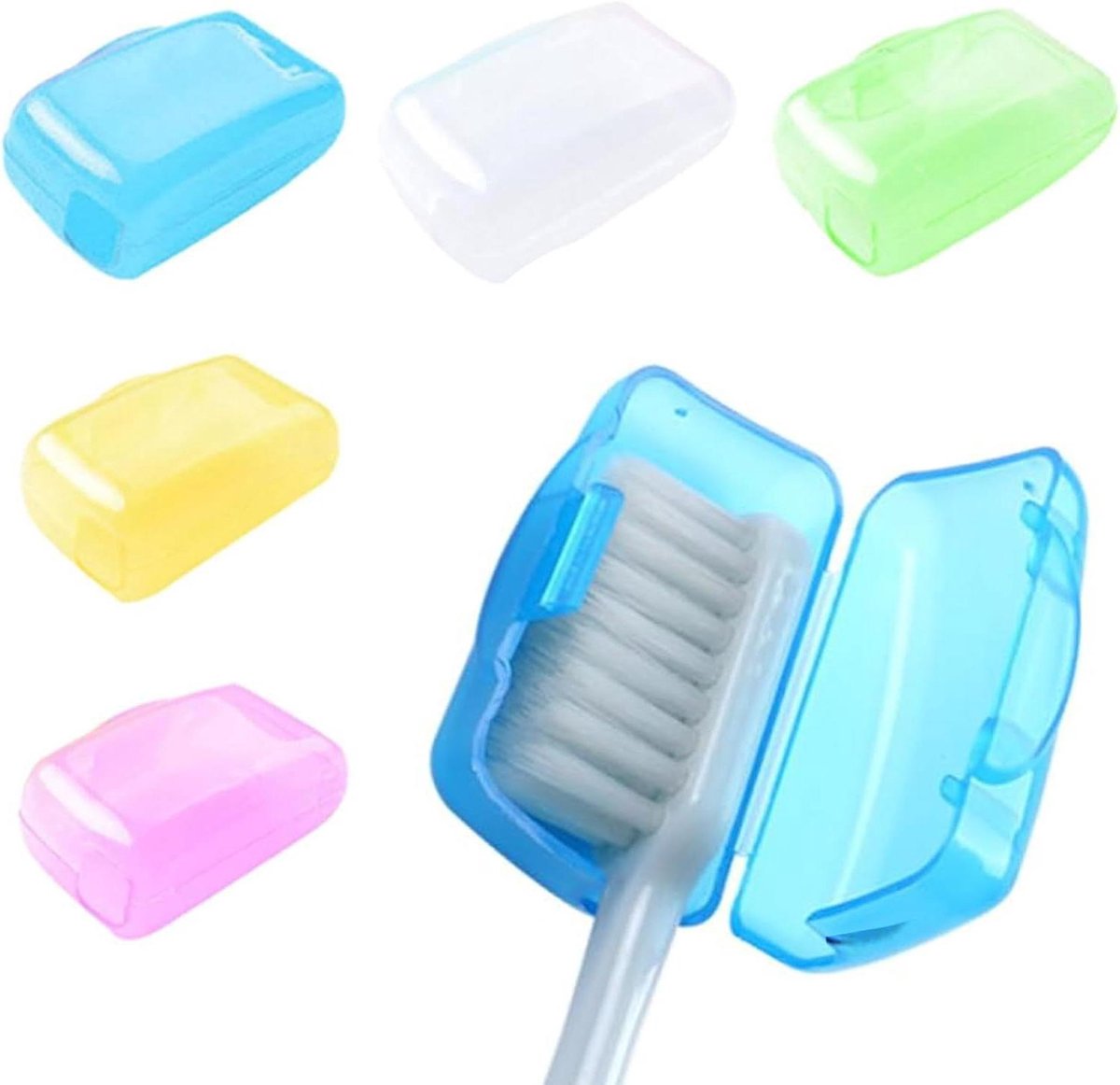 5Pcs Travel Toothbrush Head Cover, Portable Dustproof PP Protective Caps & Case for Oral Hygiene on the Go