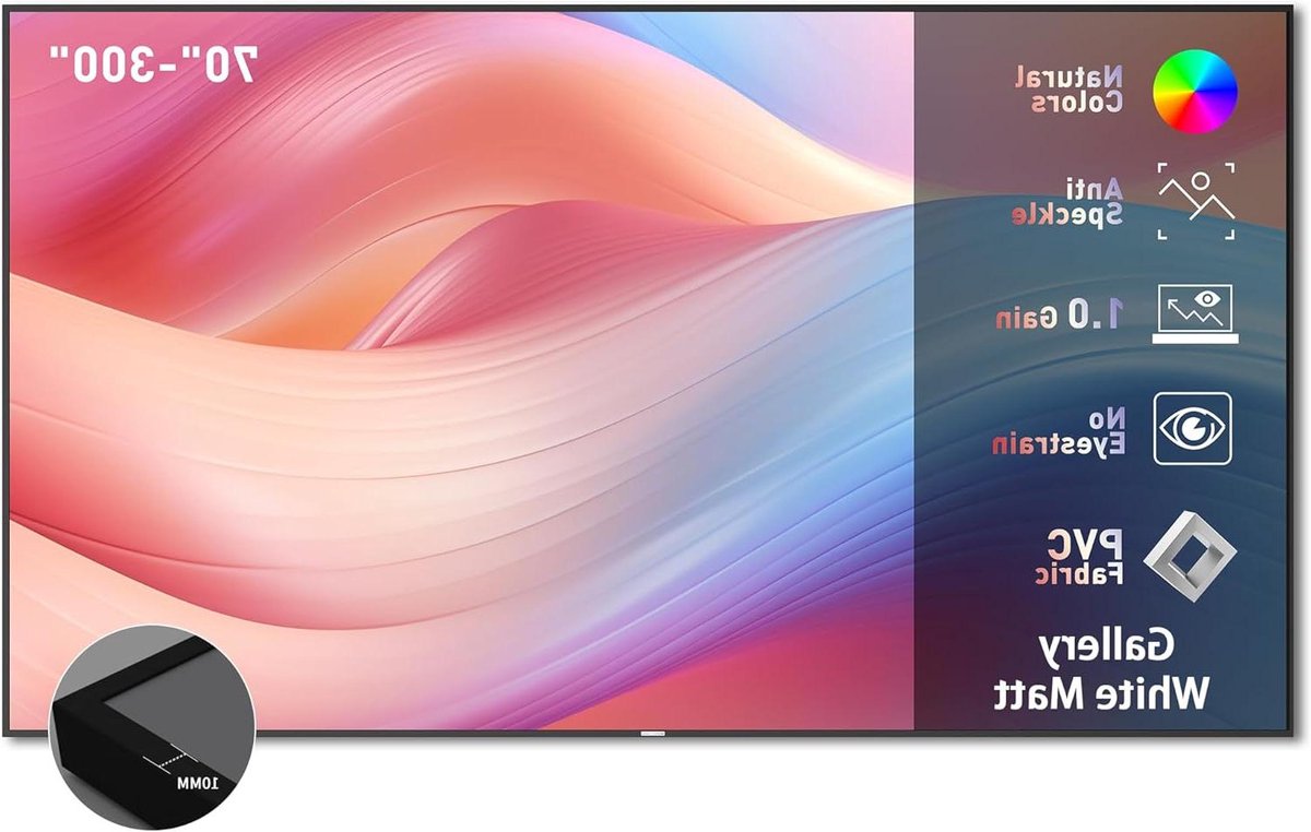 Projectiescherm Vast Frame - Thuisbioscoop Scherm - Film Avonden - 1.0 Gain Wit Mat - 70 Inch 16:9