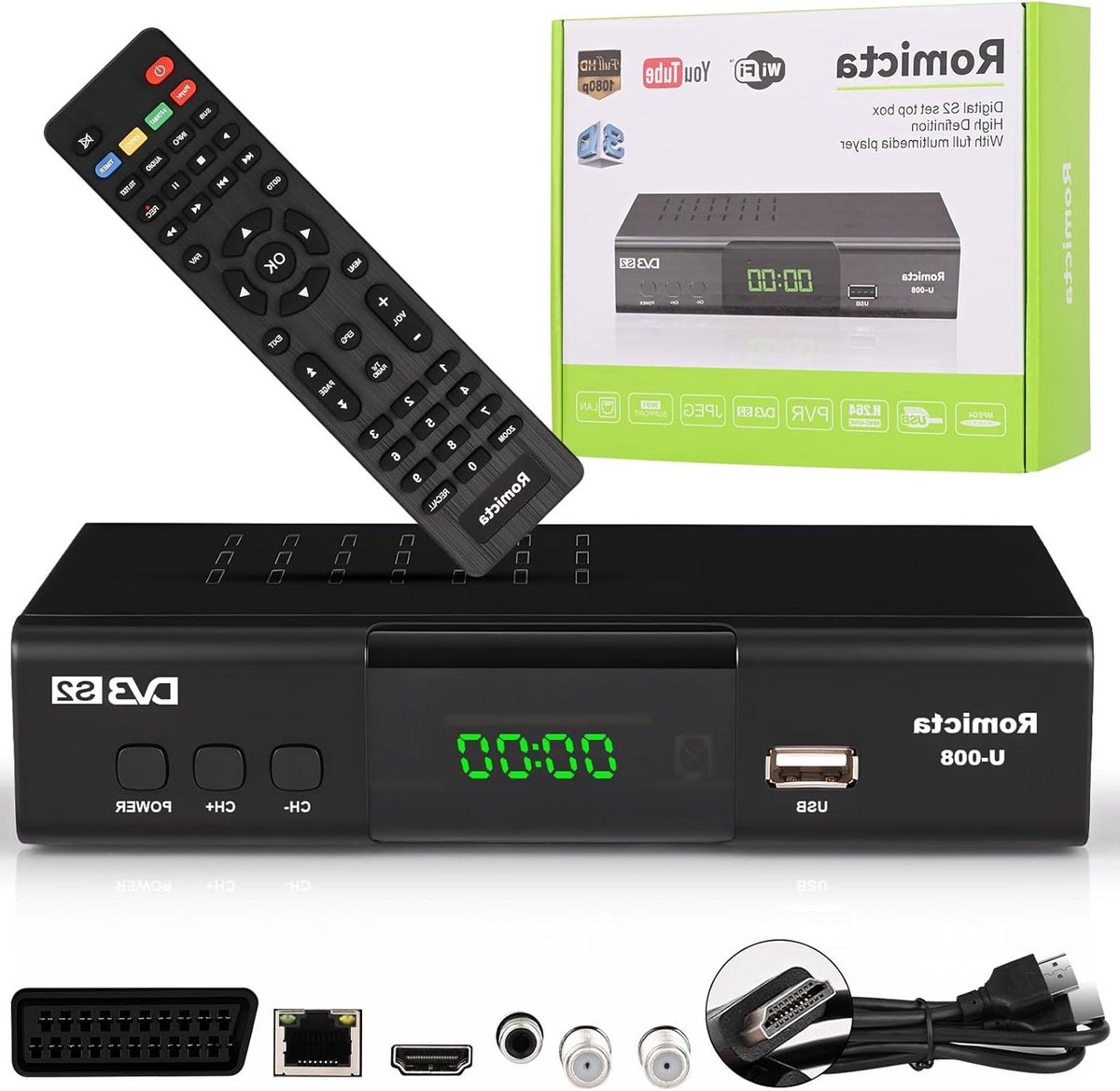 HD Satellietontvanger - Digitale Ontvanger - TV Zenders Ontvangen - PVR en Timeshift - Full HD 1080p - Zwart