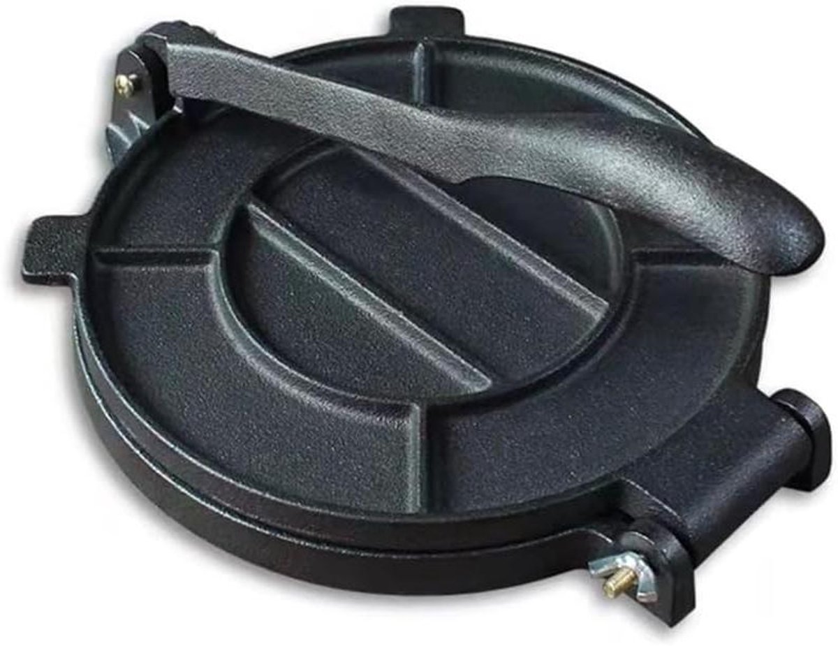 Gietijzeren Tortilla Pers - Taco Maker - Wraps Maken - Voorgekruid Gietijzer - 20 cm - Zwart
