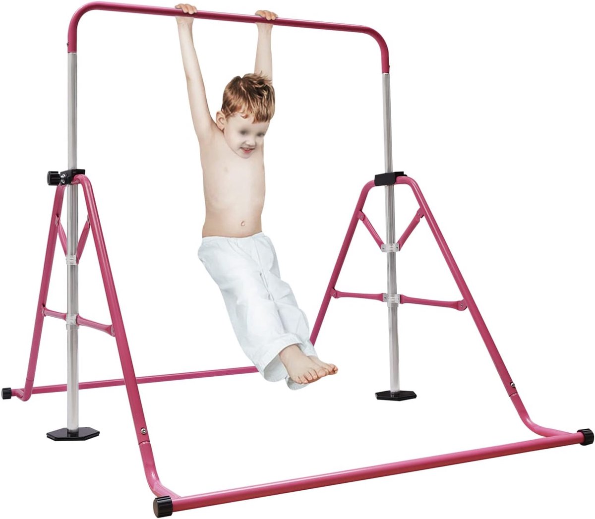 Gymnastiekstang Inklapbaar - Turnstang Junior - Thuis Sporten - Verstelbare Hoogte - Tot 80kg Belastbaar - Roze