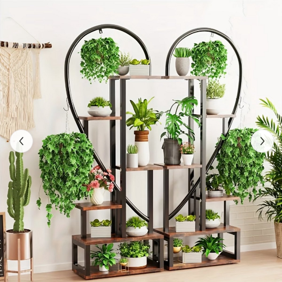 Hartvormig Plantenrek Twee Harten – Metaal & Hout – 165 cm