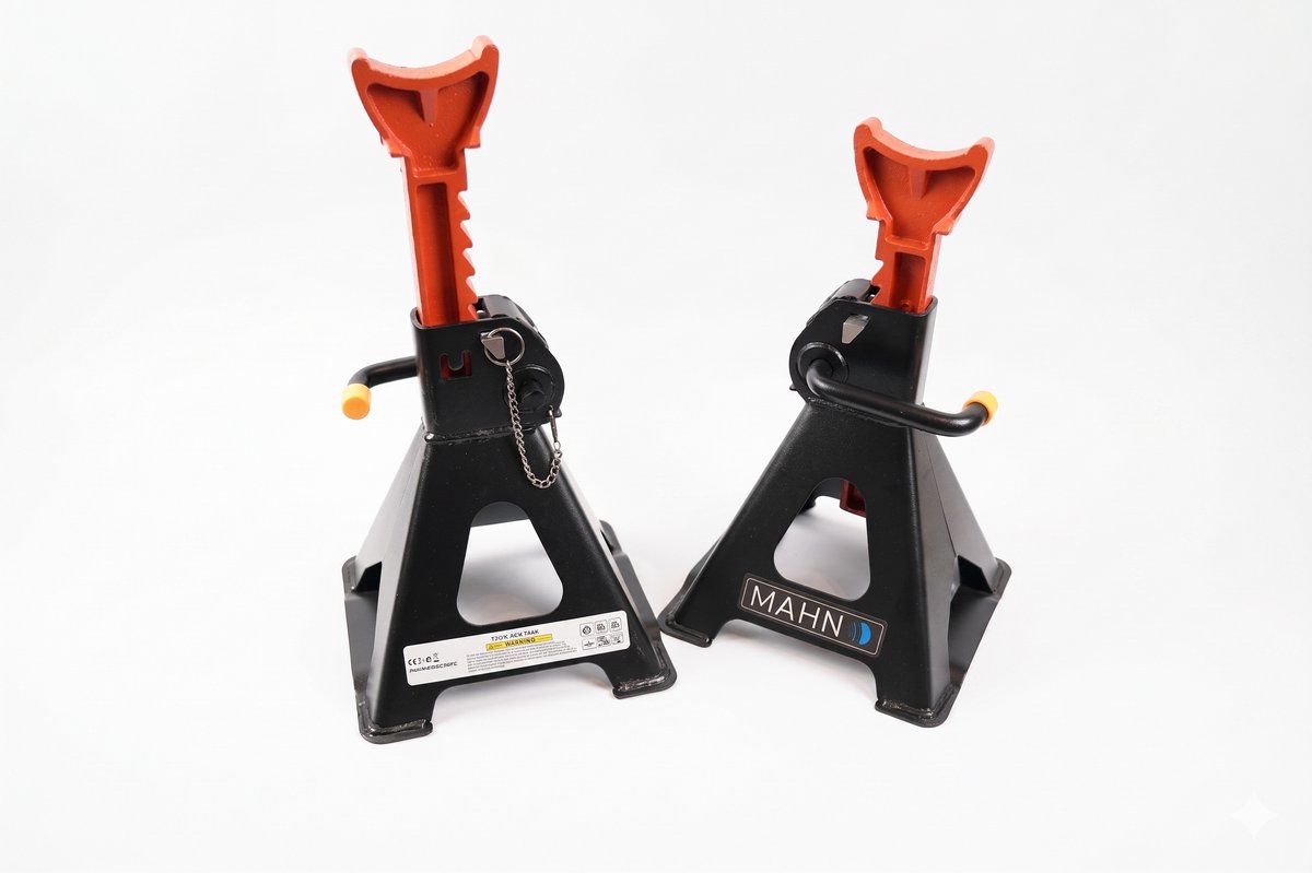 Mahn - 3 Ton Assteunen – Set van 2 – Verstelbare Steunbokken met Veiligheidspin – Voor Auto, Garage en Werkplaats