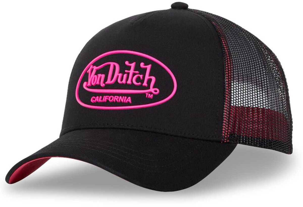 Von Dutch - Snapback Trucker Cap DOM/P | One Size | Verstelbaar | Druksluiting - Zwart / Roze