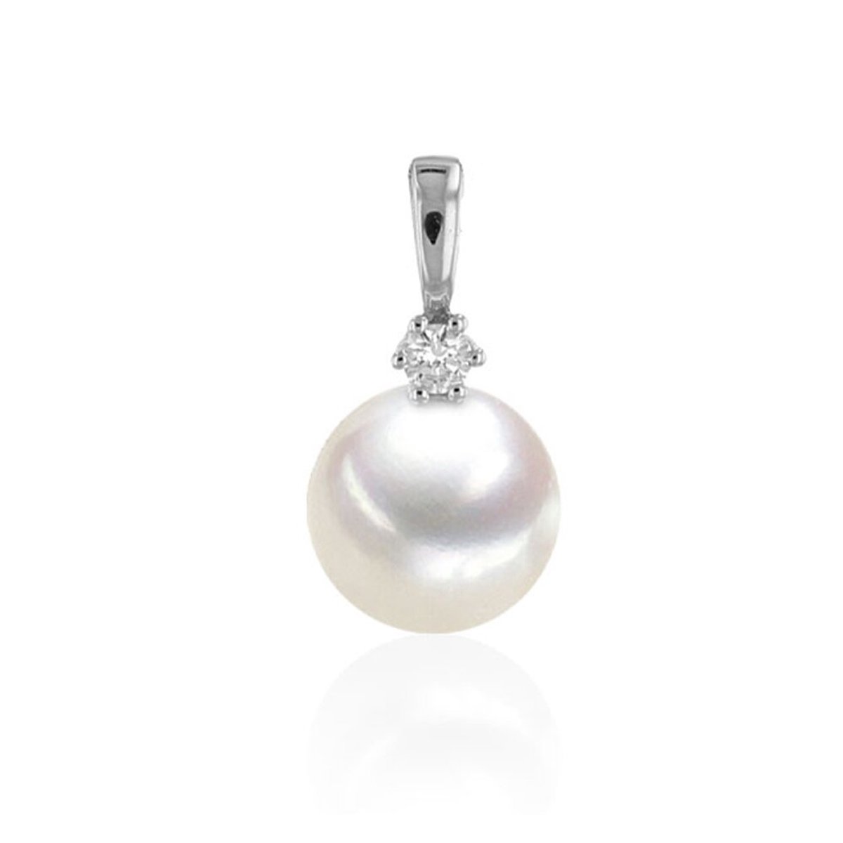 Luna-Pearls - 202.1632 - Hanger - 750/-Geel goud met Zoetwater gekweekte parel en Diamant