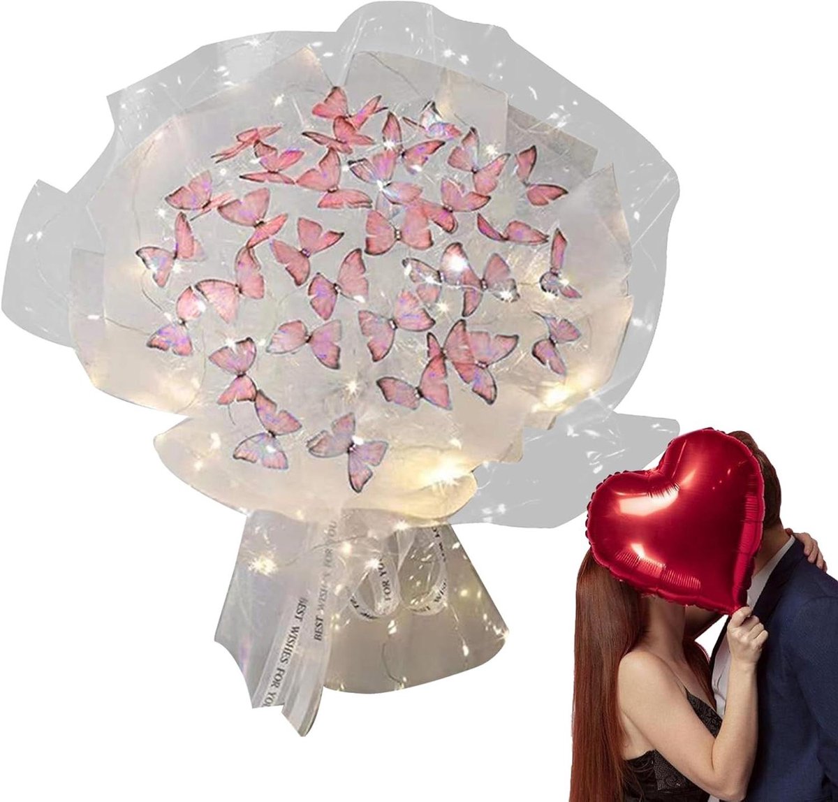 Kunstmatige Vlinder Tak - Decoratieve Bloem - Feestelijke Decoratie - Inclusief LED-lichte