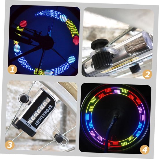 LED Spaakverlichting - Fietsverlichting Wiel - Nachtelijk Fietsen - Automatische Trillingssensor - 11 cm - Zwart — afbeelding 4