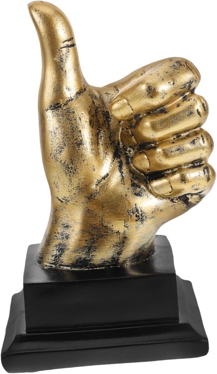 Gebaartrofee Duim Omhoog - Kleine Beker - Feestprijs Uitdelen - Motiverend Compliment - 16.8 cm - Multicolor