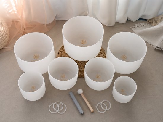 Soluna® Kristallen Klankschalen Set - 7-delig - 432 Hz Chakra Set - Premium Crystal Singing Bowls voor Meditatie, Yoga & Sound Healing 6-12 inch — afbeelding 2