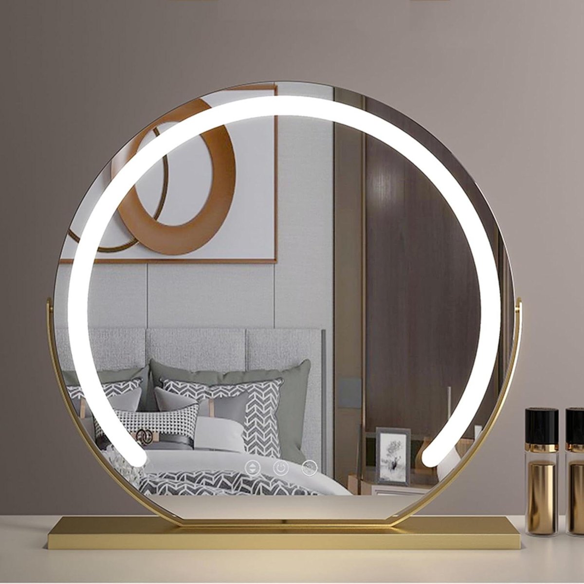 Vanity Spiegel - Kaptafel Spiegel - Make-up Aanbrengen - 3 Kleurtemperaturen - 50cm - Goud