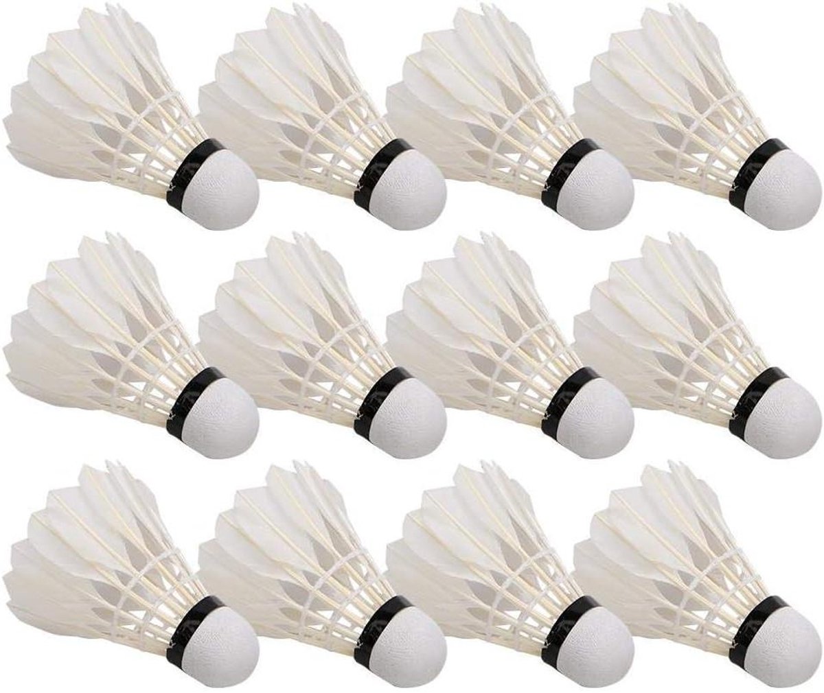 Badmintonballen Set - Shuttlecocks Veer - Sport Training - Professionele Kwaliteit - 12 Stuks - Wit