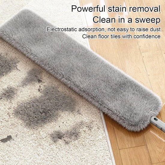 Microvezel Stofwisser - Lange Steel Borstel - Huishoudelijke Schoonmaak - Uitschuifbaar Bereik - 65 cm - Grijs — afbeelding 4