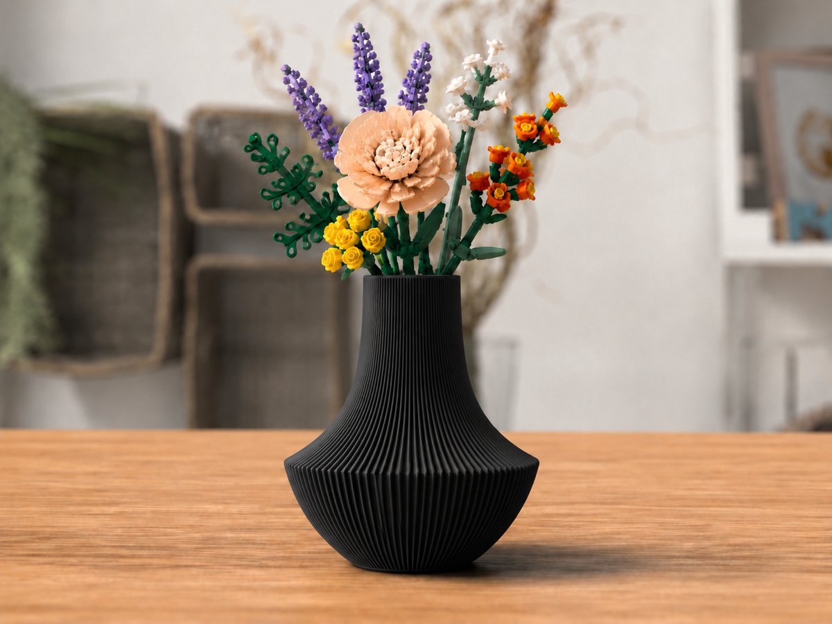 Zwart Vaas voor Lego Bloemen & Droogbloemen & Botanical Bloemen – Design Vaas voor Modern Interieur