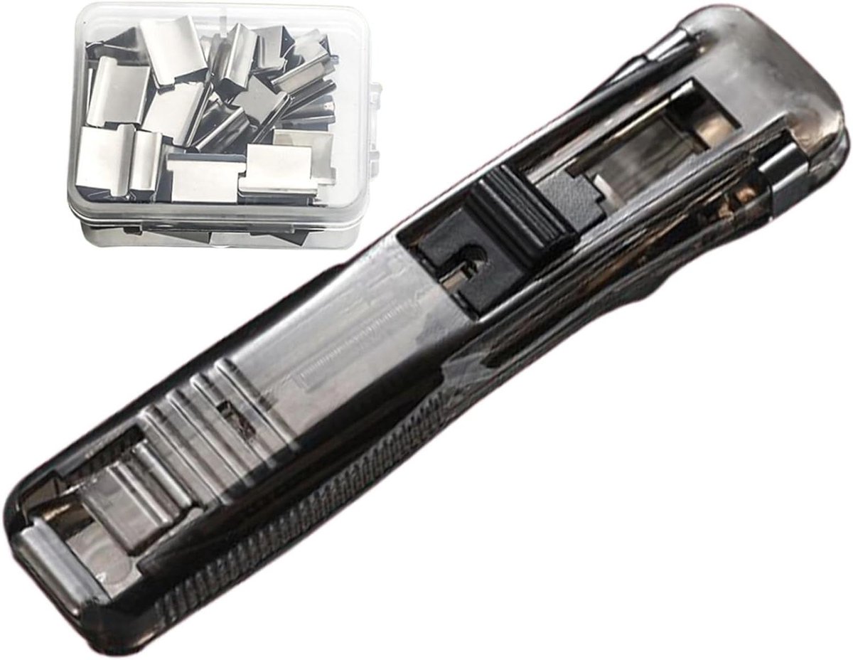 Nietmachine met clips - Papier klem - Documenten organiseren - Handige éénhandbediening - Compact formaat - Zwart
