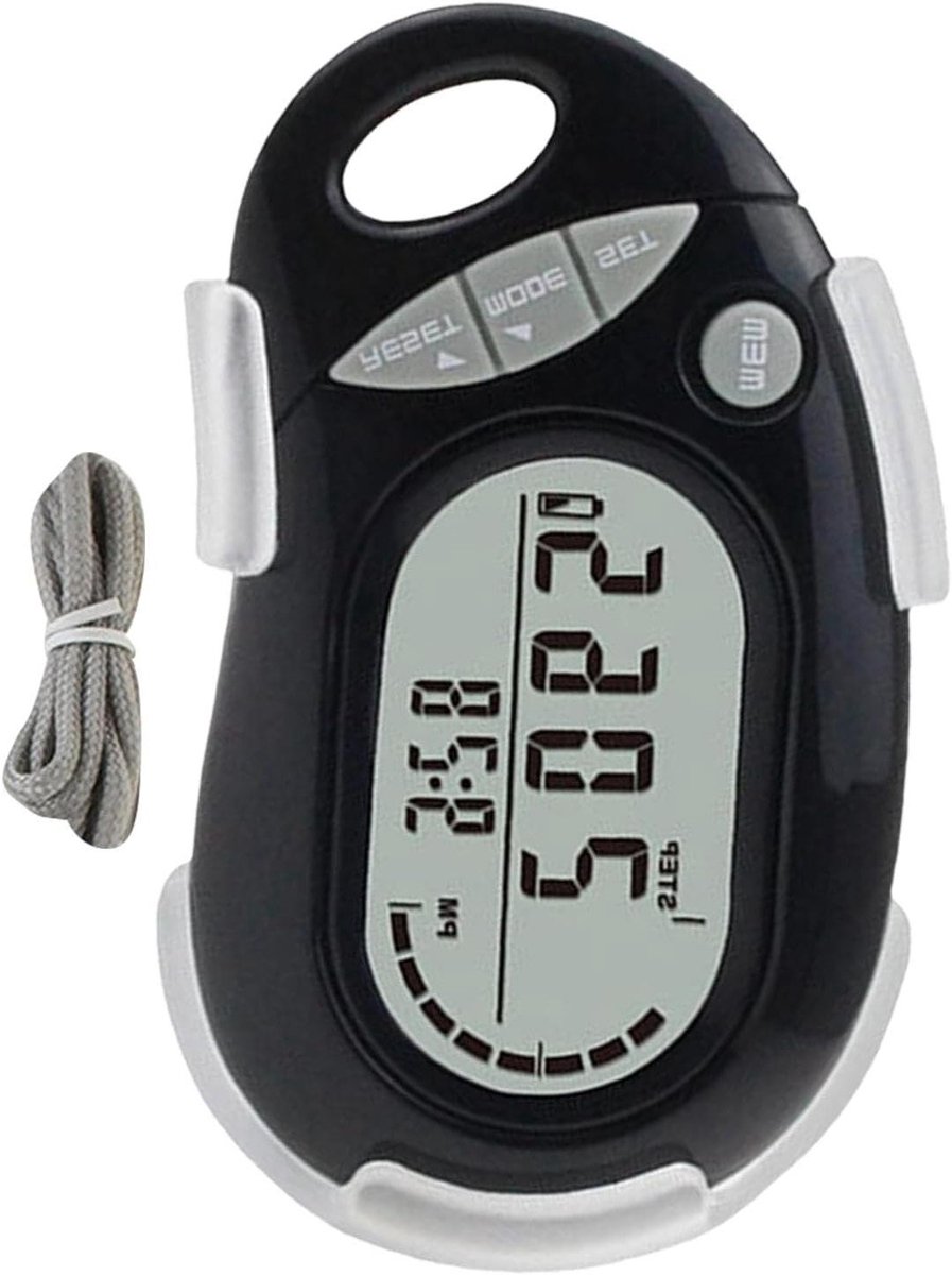 Stappenteller Clip - Digitale Teller - Activiteit Meten - 10-Traps Detectie - 4.4 x 2.7 cm - Zwart
