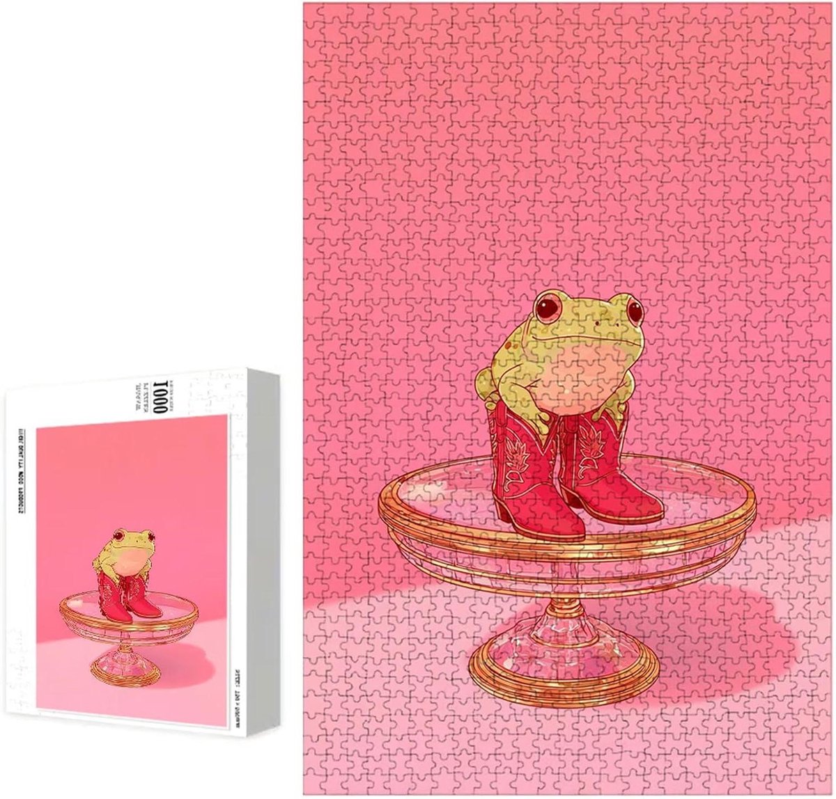 Puzzel 5000 stukjes - Houten puzzel - Ontspanning thuis - Lindehout materiaal - 181 x 105 cm - Roze kikker