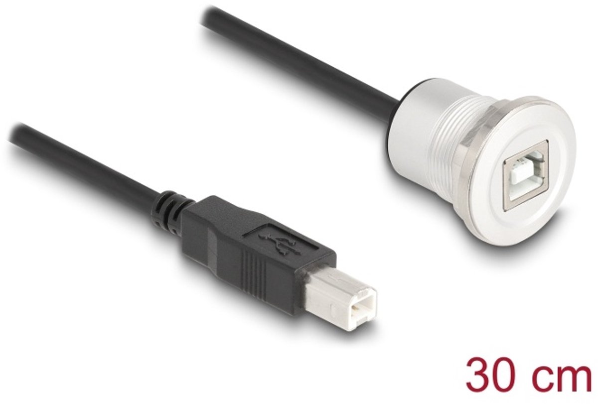 Delock USB 2.0 Type-B built-in female with cable plug 30 cm aluminium