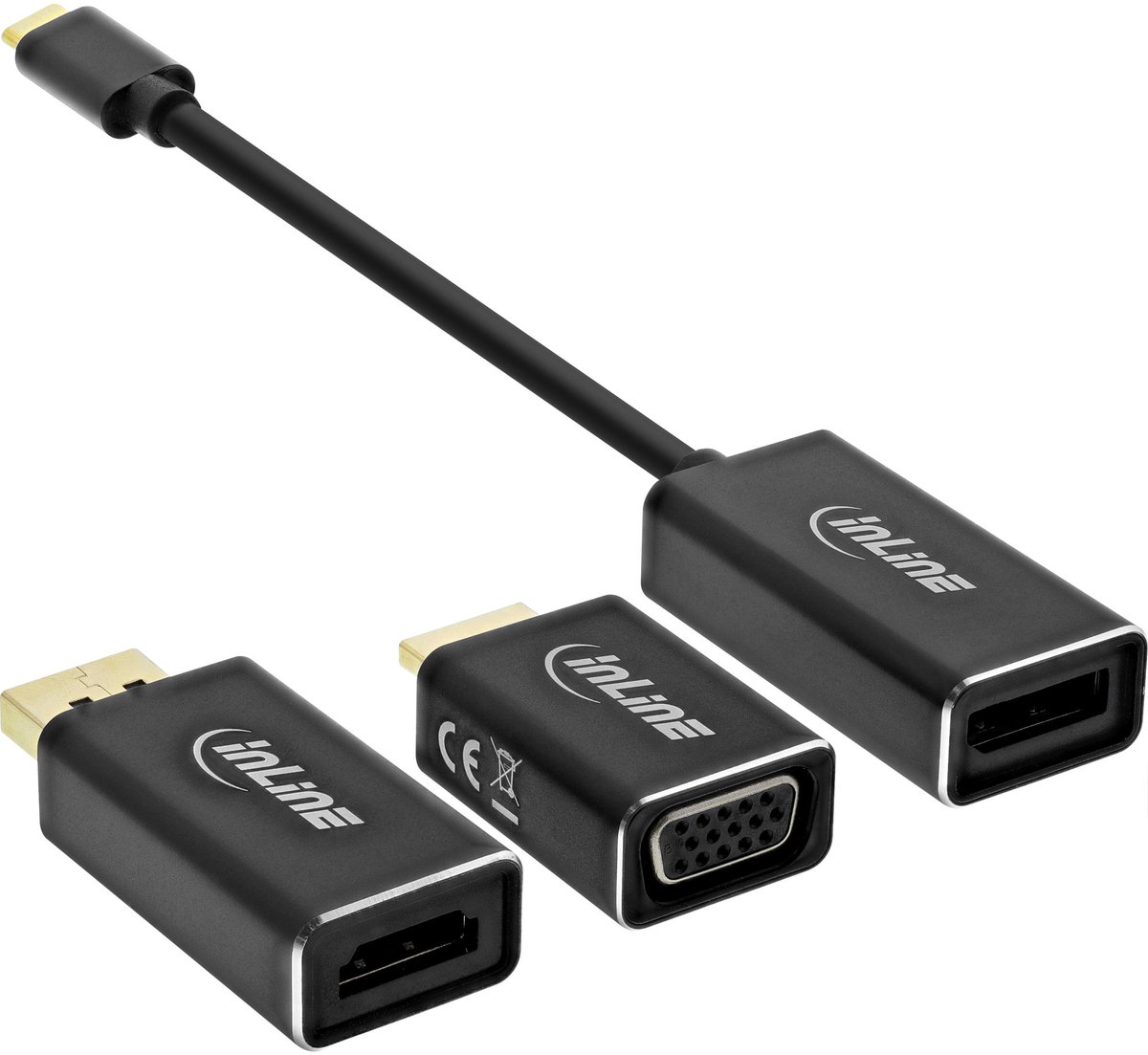 InLine® USB Display Converter Set 6-in-1, 4K/60Hz zwart